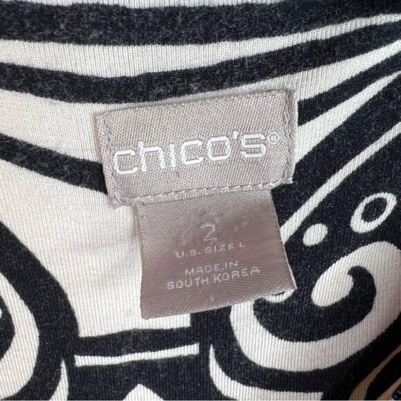 Chico's long sleeve flowers art abstract Multicolor Floral and Abstract Blouse - Picture 8 of 10